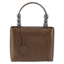 Christian Dior Maris Pearl Hand Bag Patent leather Brown Silver Auth ep13834-2