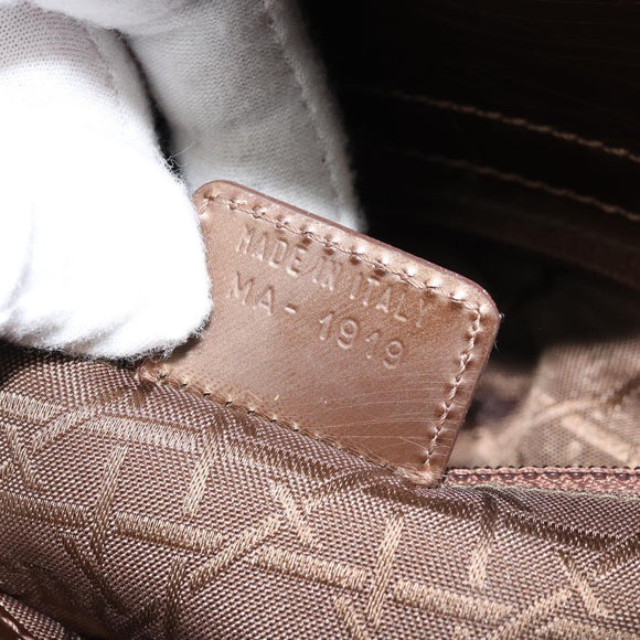Christian Dior Maris Pearl Hand Bag Patent leather Brown Silver Auth ep13834