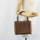 Christian Dior Maris Pearl Hand Bag Patent leather Brown Silver Auth ep13834-22
