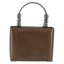 Christian Dior Maris Pearl Hand Bag Patent leather Brown Silver Auth ep13834-3