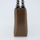 Christian Dior Maris Pearl Hand Bag Patent leather Brown Silver Auth ep13834-4
