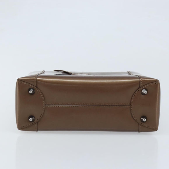 Christian Dior Maris Pearl Hand Bag Patent leather Brown Silver Auth ep13834