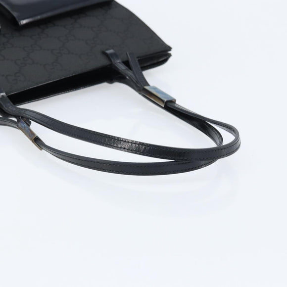 GUCCI GG Canvas Tote Bag Nylon Black Silver 002 1021 Auth ep13839