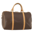 CELINE Macadam Canvas Boston Bag PVC Leather Brown Gold Auth ep13845-1
