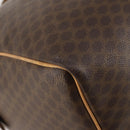 CELINE Macadam Canvas Boston Bag PVC Leather Brown Gold Auth ep13845-15