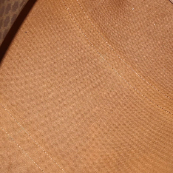 CELINE Macadam Canvas Boston Bag PVC Leather Brown Gold Auth ep13845