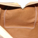 CELINE Macadam Canvas Boston Bag PVC Leather Brown Gold Auth ep13845-19