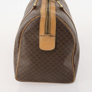 CELINE Macadam Canvas Boston Bag PVC Leather Brown Gold Auth ep13845-3