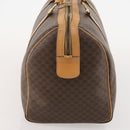 CELINE Macadam Canvas Boston Bag PVC Leather Brown Gold Auth ep13845-4