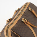 CELINE Macadam Canvas Boston Bag PVC Leather Brown Gold Auth ep13845-6