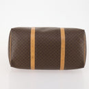 CELINE Macadam Canvas Boston Bag PVC Leather Brown Gold Auth ep13845-5