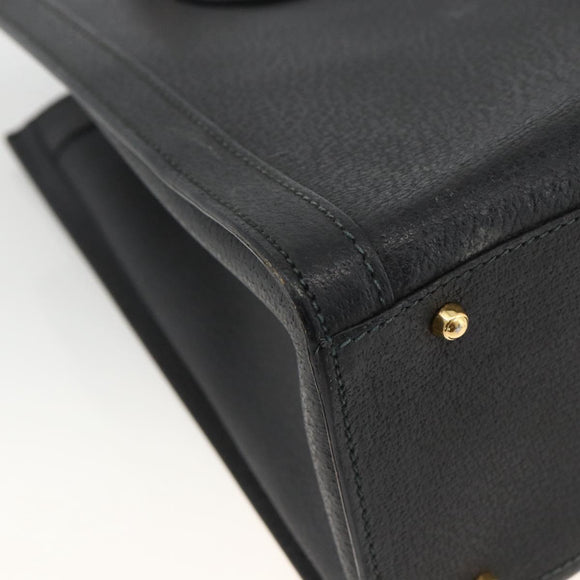 GUCCI Bamboo Hand Bag Leather Black Gold 002 853 0260 Auth ep13849