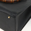 GUCCI Bamboo Hand Bag Leather Black Gold 002 853 0260 Auth ep13849-15