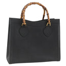 GUCCI Bamboo Hand Bag Leather Black Gold 002 853 0260 Auth ep13849-1