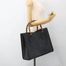 GUCCI Bamboo Hand Bag Leather Black Gold 002 853 0260 Auth ep13849-24