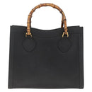 GUCCI Bamboo Hand Bag Leather Black Gold 002 853 0260 Auth ep13849-13