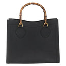 GUCCI Bamboo Hand Bag Leather Black Gold 002 853 0260 Auth ep13849-2