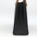 GUCCI Bamboo Hand Bag Leather Black Gold 002 853 0260 Auth ep13849-3
