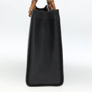 GUCCI Bamboo Hand Bag Leather Black Gold 002 853 0260 Auth ep13849-4