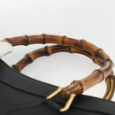 GUCCI Bamboo Hand Bag Leather Black Gold 002 853 0260 Auth ep13849-8