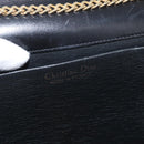 Christian Dior Ketten-Schultertasche Leder Schwarz Gold Auth ep13853-18
