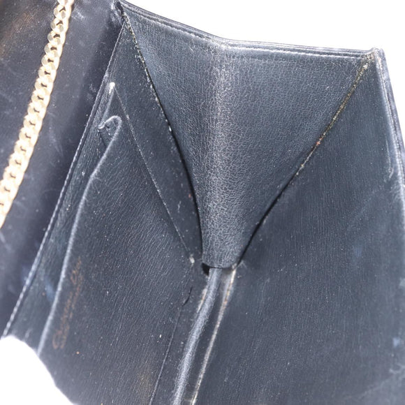 Christian Dior Ketten-Schultertasche Leder Schwarz Gold Auth ep13853