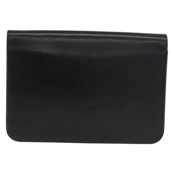 Christian Dior Ketten-Schultertasche Leder Schwarz Gold Auth ep13853