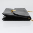 Christian Dior Ketten-Schultertasche Leder Schwarz Gold Auth ep13853-3