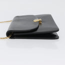 Christian Dior Ketten-Schultertasche Leder Schwarz Gold Auth ep13853-4