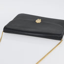 Christian Dior Ketten-Schultertasche Leder Schwarz Gold Auth ep13853-6