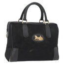 CELINE C Sulky Hand Bag Canvas Black Gold Auth ep13854-1