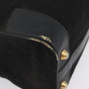 CELINE C Sulky Hand Bag Canvas Black Gold Auth ep13854-15