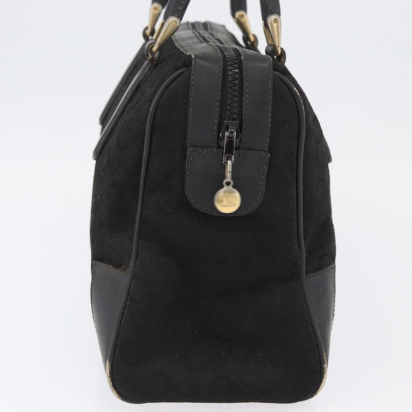 CELINE C Sulky Hand Bag Canvas Black Gold Auth ep13854