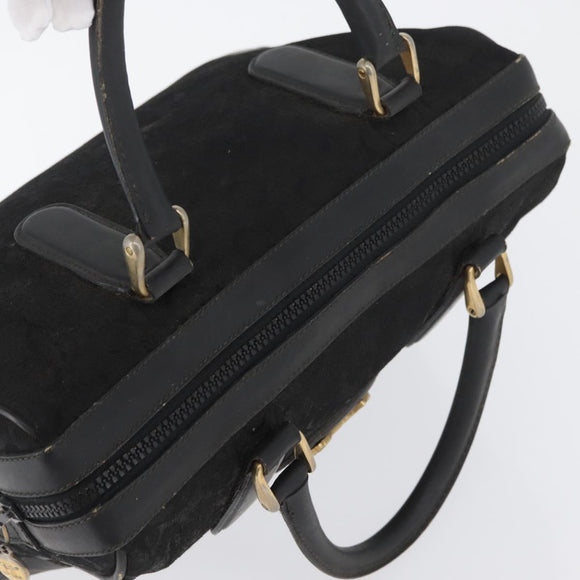 CELINE C Sulky Hand Bag Canvas Black Gold Auth ep13854