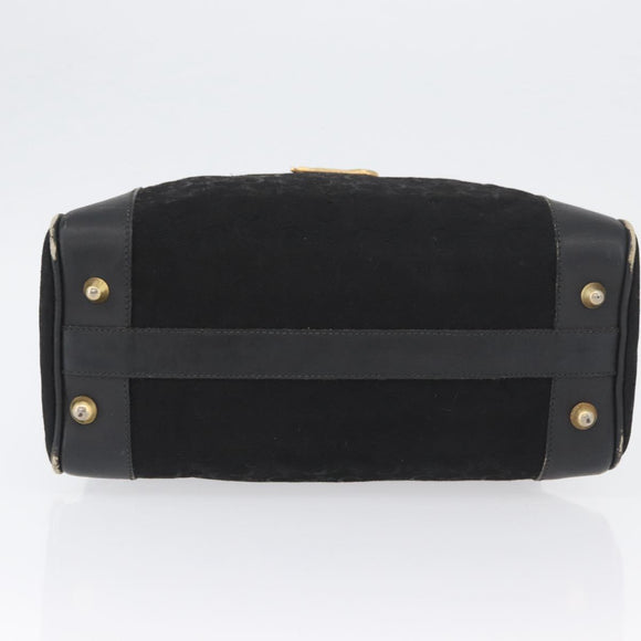 CELINE C Sulky Hand Bag Canvas Black Gold Auth ep13854
