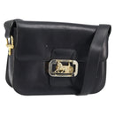 CELINE Horse Carriage Shoulder Bag Leather Black Gold Auth ep13857-1