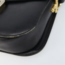 CELINE Horse Carriage Shoulder Bag Leather Black Gold Auth ep13857-9