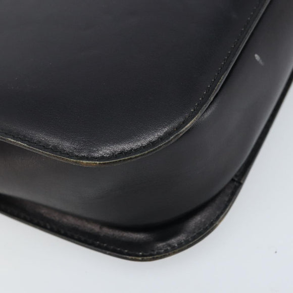 CELINE Horse Carriage Shoulder Bag Leather Black Gold Auth ep13857