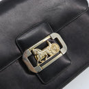 CELINE Horse Carriage Shoulder Bag Leather Black Gold Auth ep13857-17