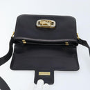 CELINE Horse Carriage Shoulder Bag Leather Black Gold Auth ep13857-10