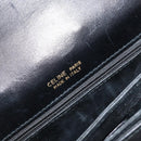 CELINE Horse Carriage Shoulder Bag Leather Black Gold Auth ep13857-18