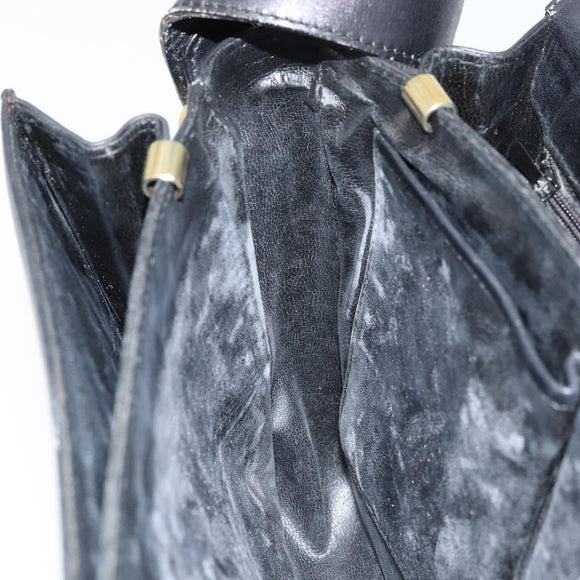 CELINE Horse Carriage Shoulder Bag Leather Black Gold Auth ep13857
