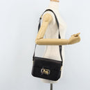 CELINE Horse Carriage Shoulder Bag Leather Black Gold Auth ep13857-24