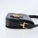 CELINE Horse Carriage Shoulder Bag Leather Black Gold Auth ep13857-3