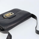 CELINE Horse Carriage Shoulder Bag Leather Black Gold Auth ep13857-6