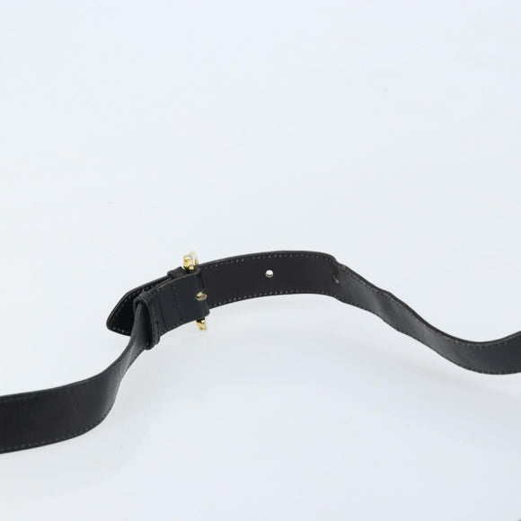 CELINE Horse Carriage Shoulder Bag Leather Black Gold Auth ep13857