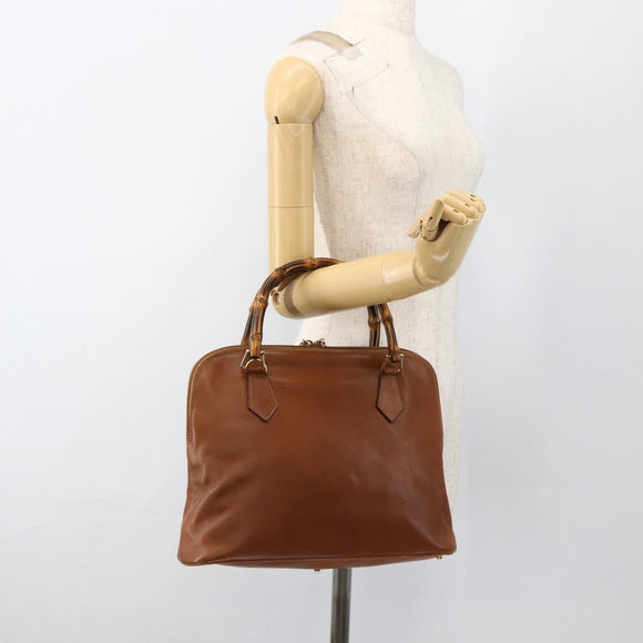 GUCCI Bamboo Handtasche Leder Braun Gold 000 3780 0289 Auth ep13858