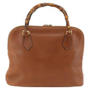 GUCCI Bamboo Handtasche Leder Braun Gold 000 3780 0289 Auth ep13858-3