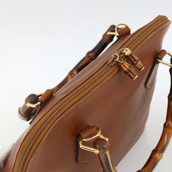 GUCCI Bamboo Handtasche Leder Braun Gold 000 3780 0289 Auth ep13858