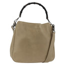 GUCCI Bamboo Hand Bag Leather 2way Beige Silver 001 1638 Auth ep13860-1